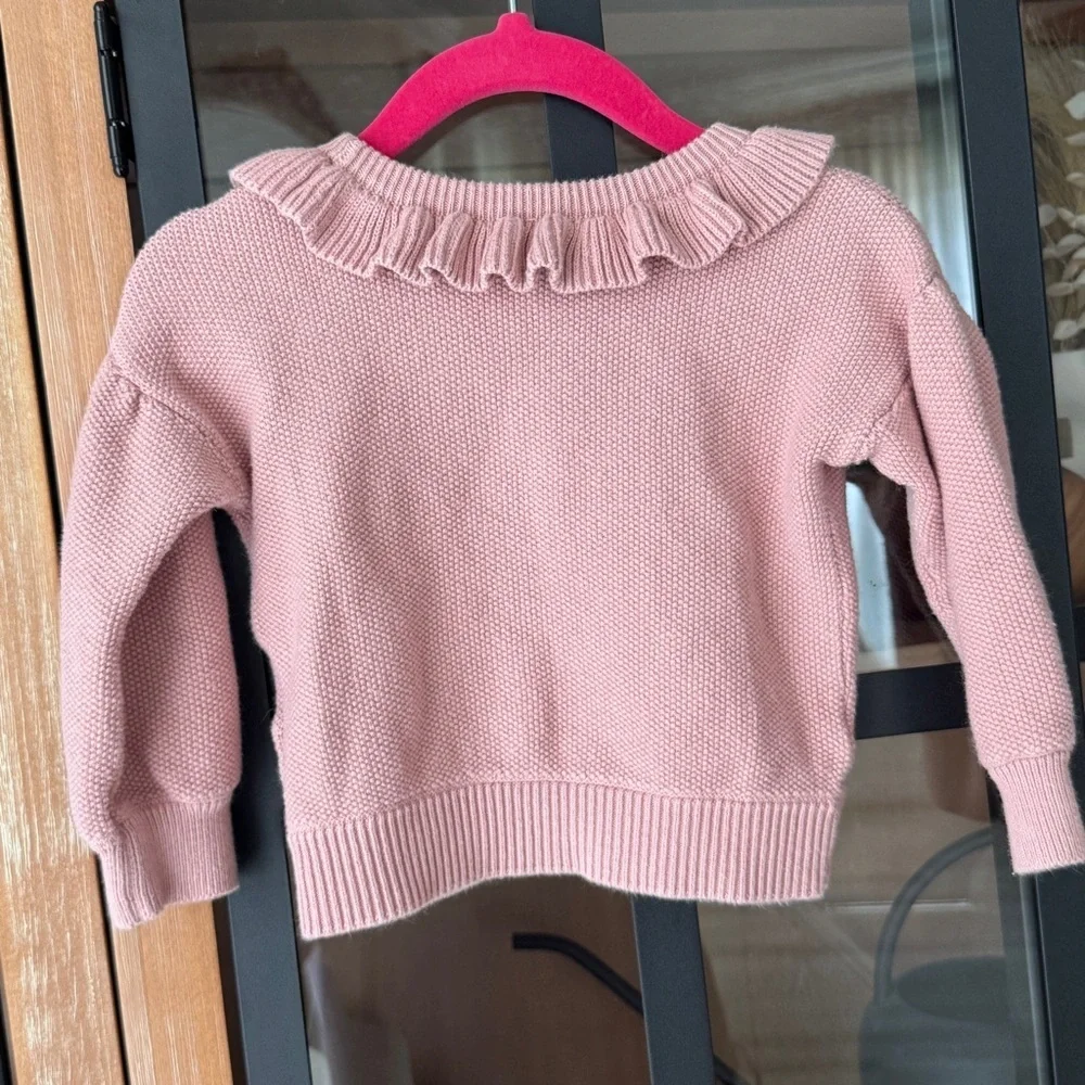 Penelope embroidered sweater monogrammed knit blush pink baby girl bows cotton